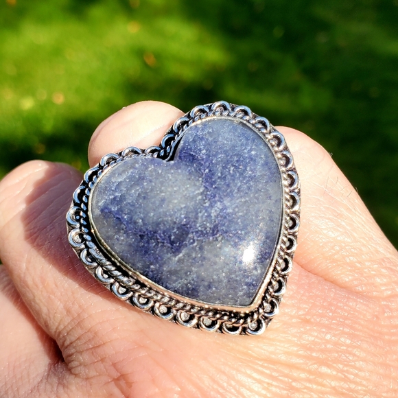 New Heart Shaped Sodalite 925 Silver Statement Ring. - Picture 14 of 16